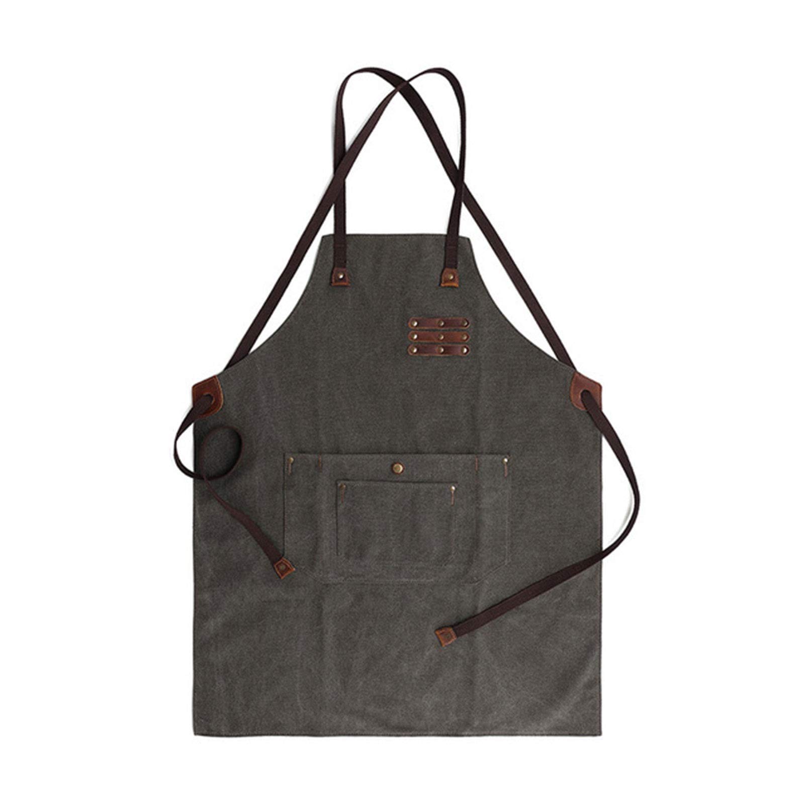 Fartuch szefa kuchni ， Fartuch Denim Bib Fartuch warsztatowy, fartuch narzędziowy, fartuch warsztatowy do obróbki drewna, grube płócienne fartuchy robocze dla mężczyzn, regulowane