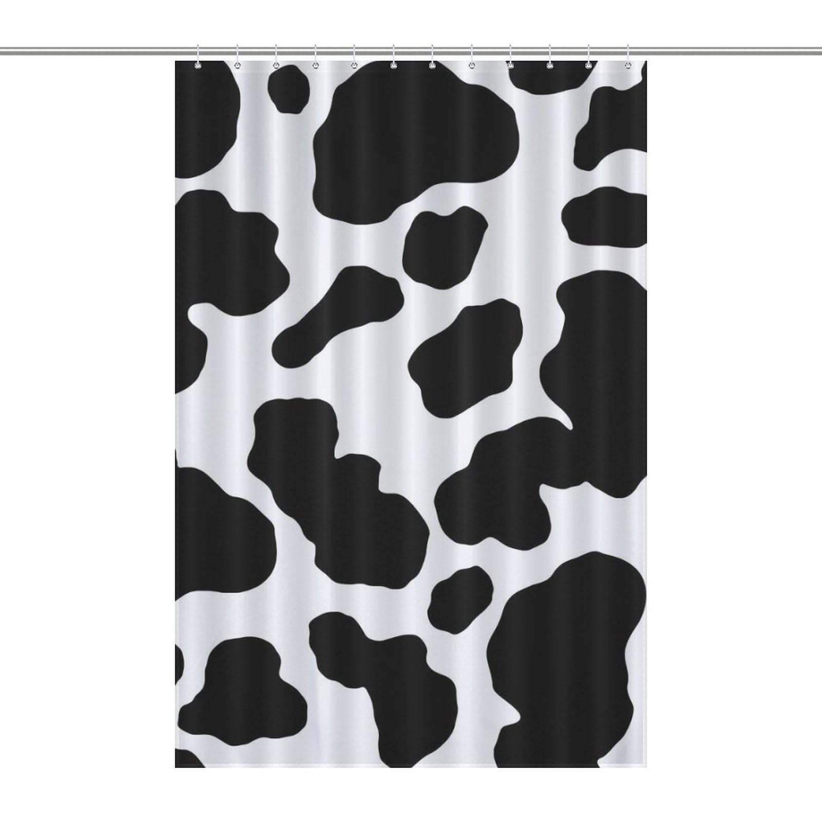 Czzyh Black Spots Cow 119 X 180 Cm Shower Curtains With Hooks, Bathroom Accessory, Shower Curtain