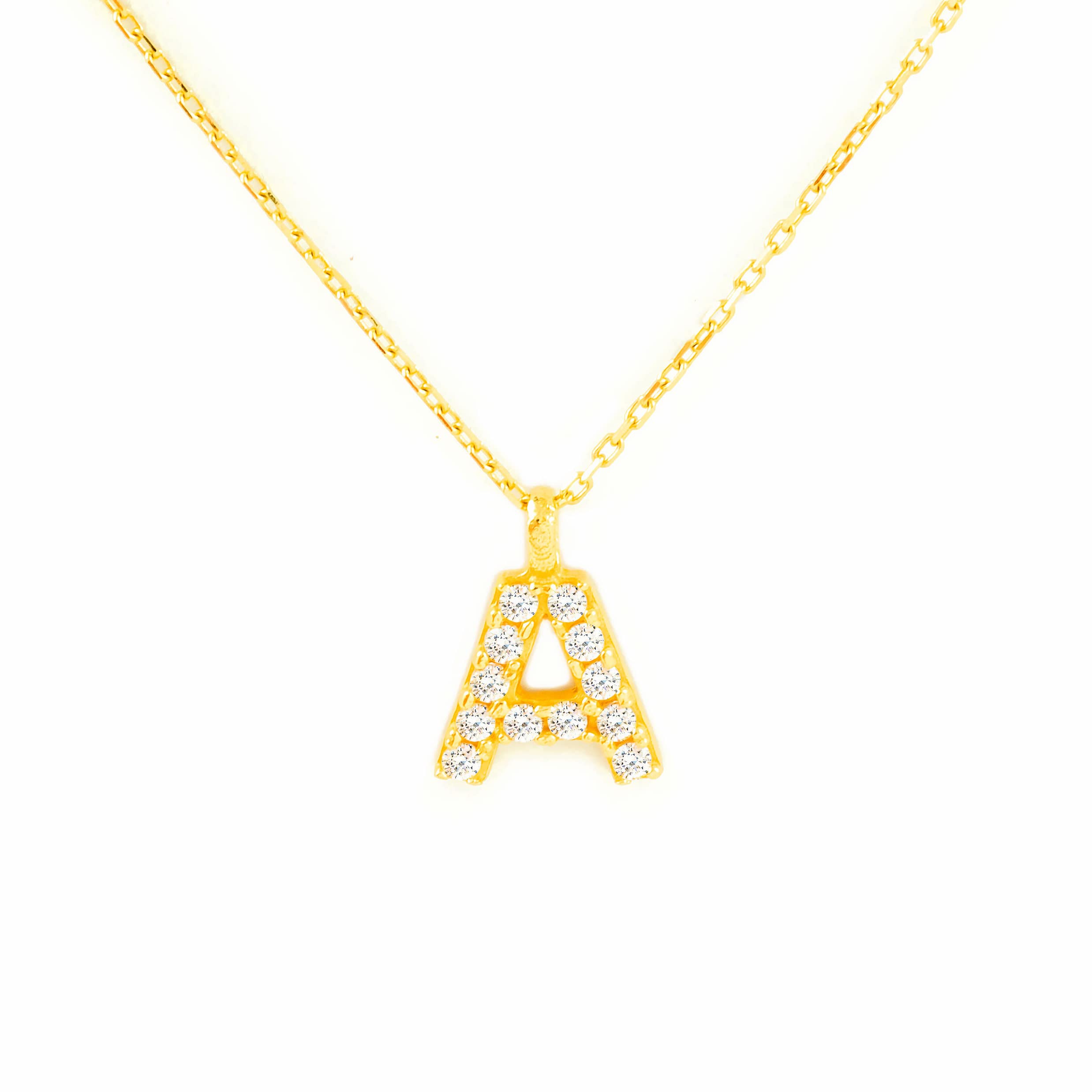Monde Petit Collar Oro 18 Kilates (18 Kilates (18K)) Inicial Nombre A Circonita - Estuche Regalo - Certificado de Garantía - Estuche Regalo - Certificado de Garantía - Mondepetit
