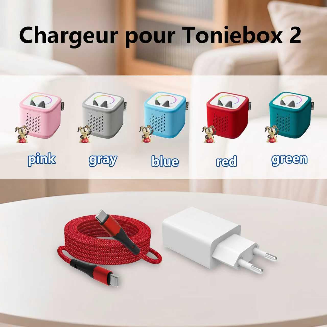 1,2M Original-Ersatzkabel. Kompatibel mit Toniebox 2 Ladekabel Tonys Neue Kinderlautsprecher.
