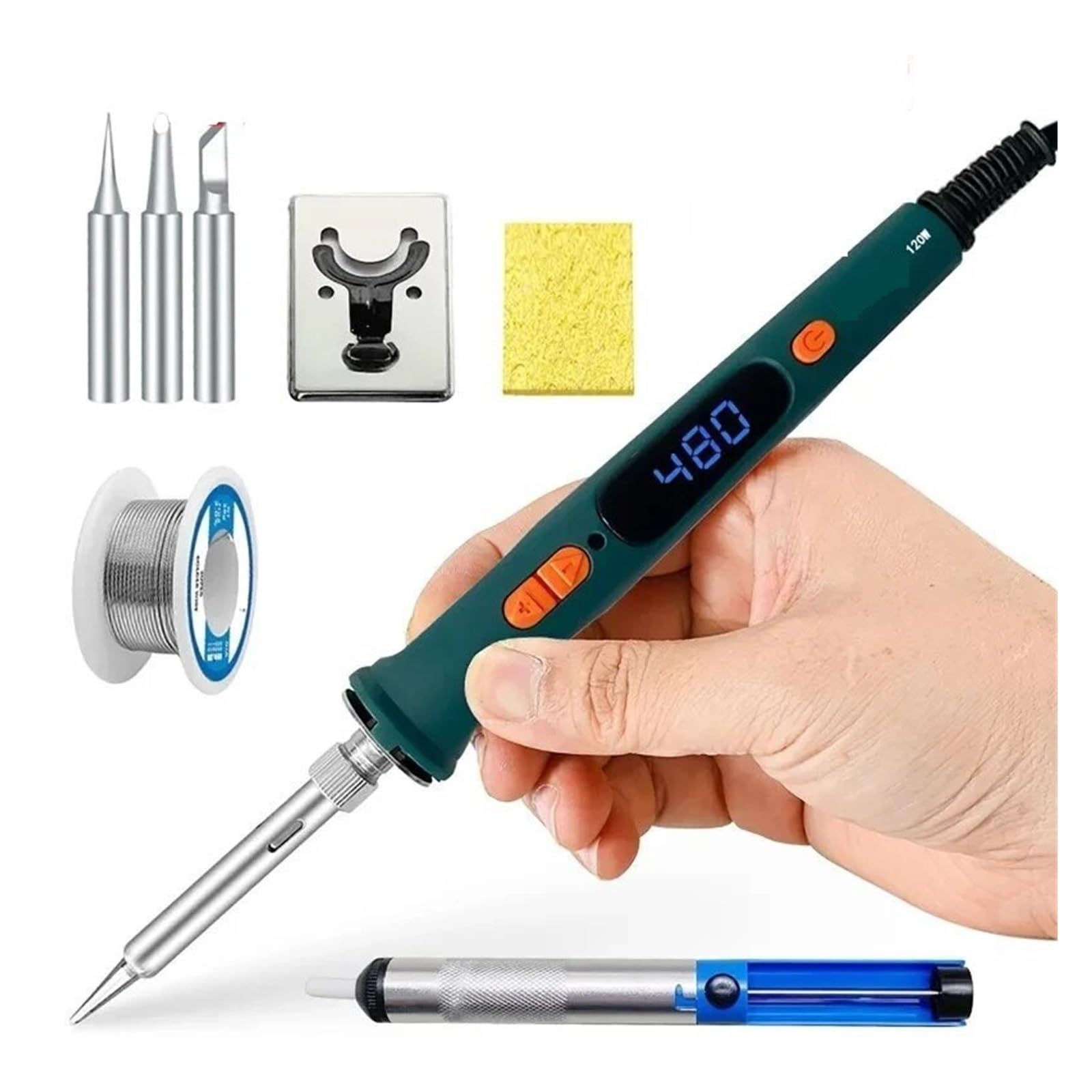 Kit De Pistola For Soldar Digital De 120W, Juego De Herramientas De Soldadura De Reparación, Soldador Eléctrico, Temperatura De Calibración Dual 200-600C