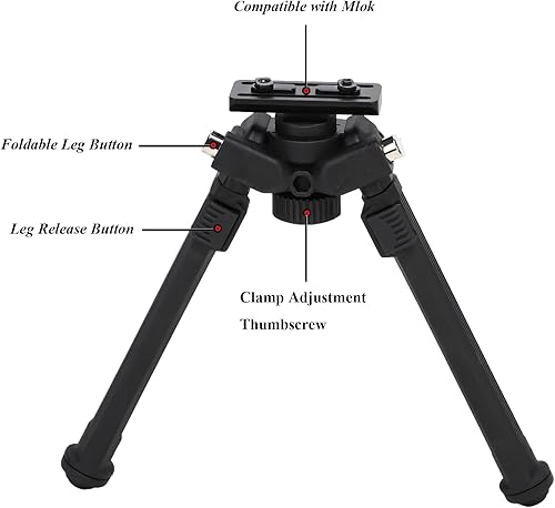 Miniatura 2 de Bípodes para rifles Bípodes portátiles al aire libre rápidos con una sola mano ajustes con giro de 360