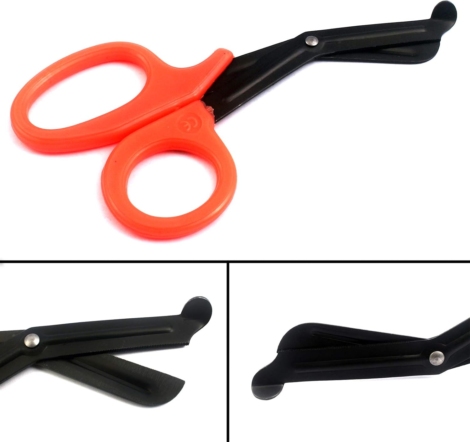 G.S Pack of 3 PCS (Orange & Black & Green) Paramedic Utility Bandage Trauma EMT EMS Shears Scissors 7.25 INCH Stainless Steel with Black Blade