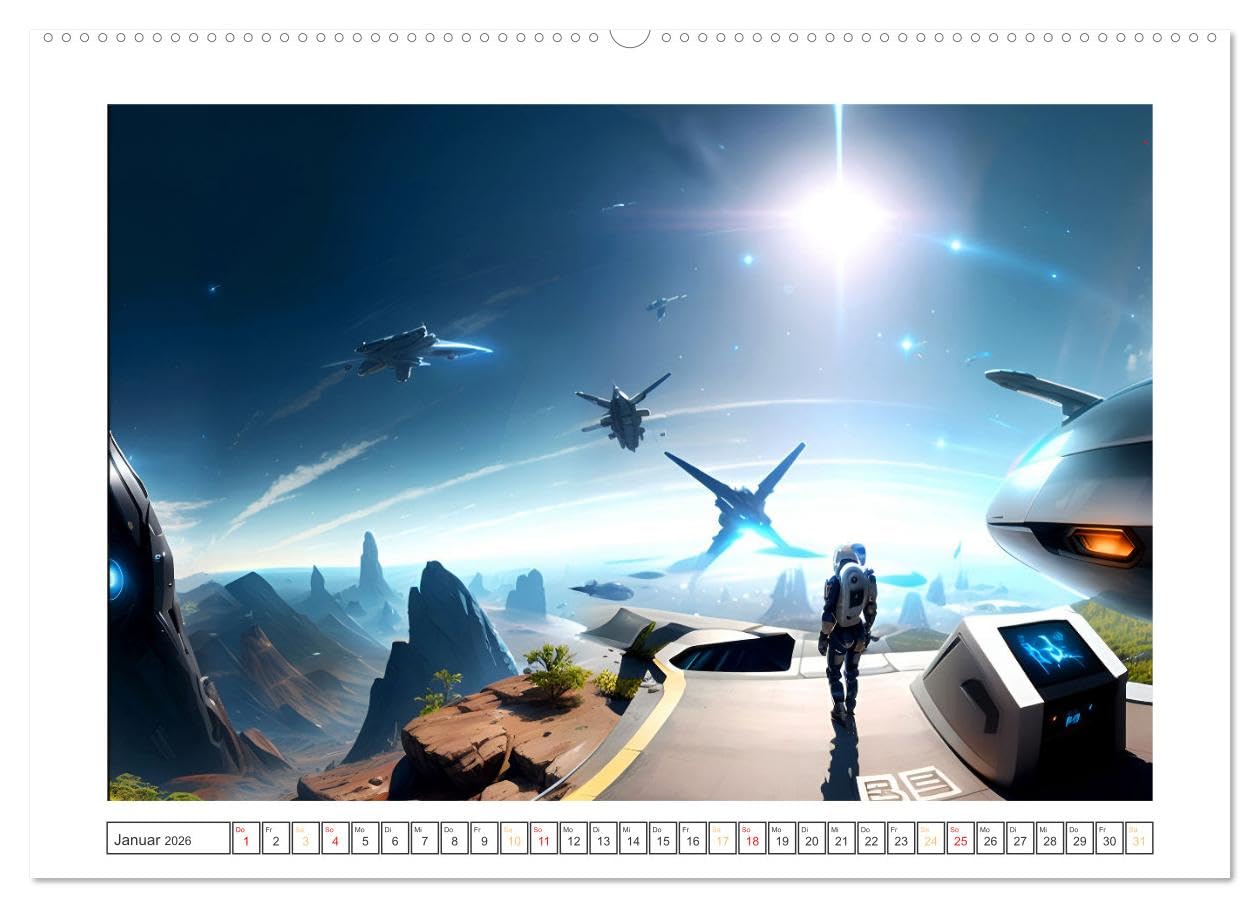 KI-Impressionen der Zukunft (hochwertiger Premium Wandkalender 2026 DIN A2 quer), Kunstdruck in Hochglanz: Wie stellt siche eine künstliche Intelligenz die Zukunft vor? (CALVENDO Kunst)