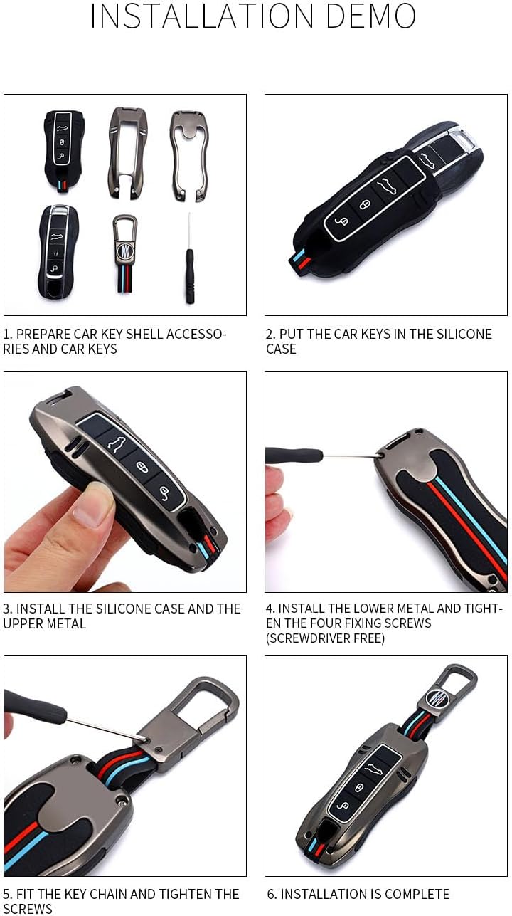 Zinc Alloy Smart Remote Car Key Fob Case Cover Protector Compatible for Porsche Panamera Cayenne Macan 911 Taycan 918