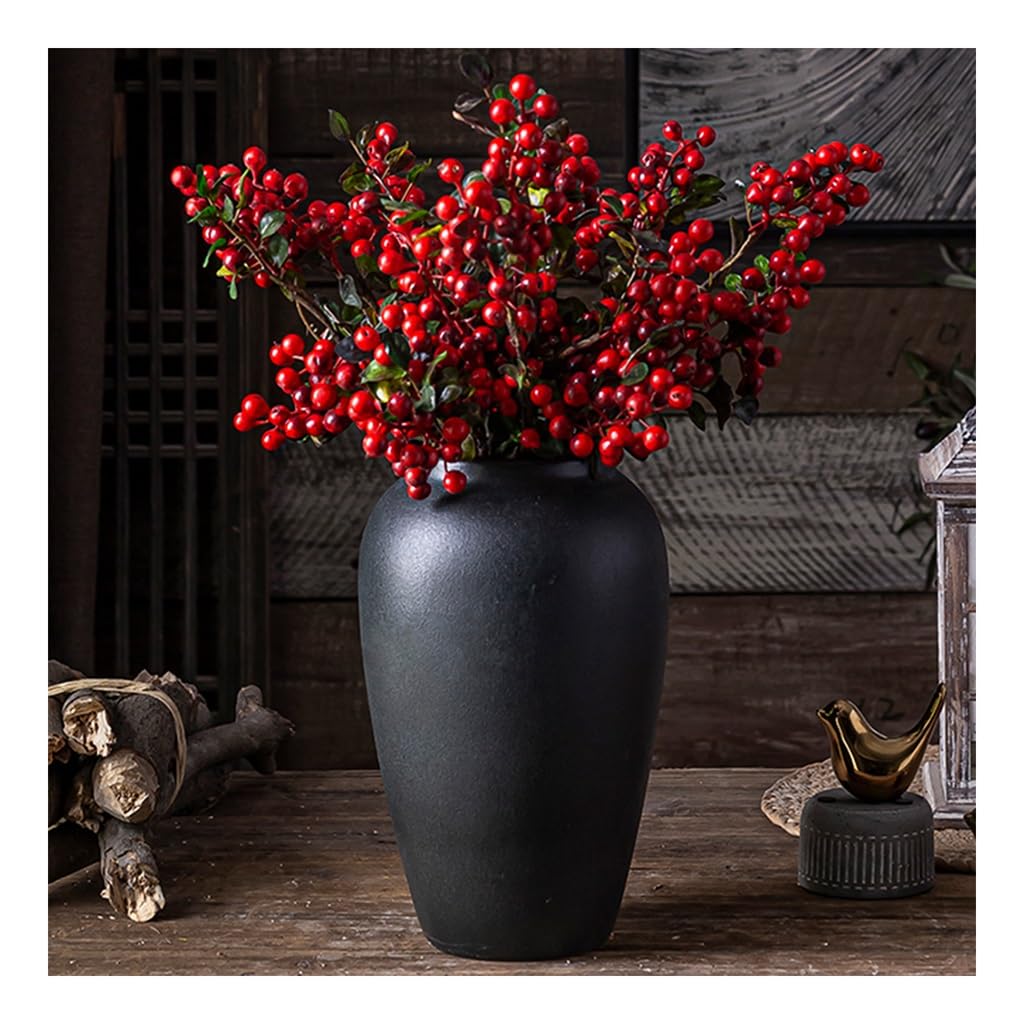SnamicE Floor vase Vintage Black Ceramic Vase, Home Decor Vase,Living Room Floor Standing Vase,for Desktop Centerpiece,Dried Flower Arrangement,One Color-26cm