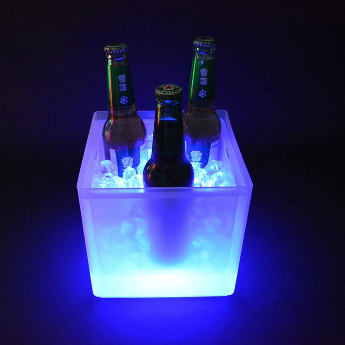 Eiskübel Led, Sektkühler Getränke Bar Ice Bucket Eiskübel, Led Eiskübel Lichter Quadrat Reagenzglas Topf Rotwein Champagner Eimer Beständig Gegen Eiswein Cocktail Licht Weinregal Bar, NA