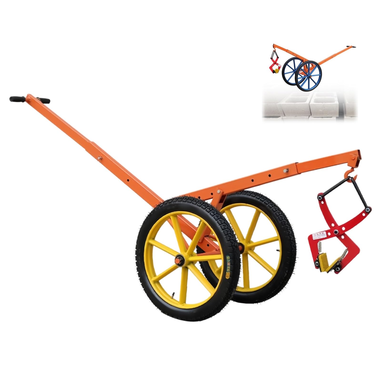 Wózek podnoszący i transportowy, regulowany transporter pokrywy włazu, przemysłowy transporter kamieni z klamrami do kamienia, odpowiedni do budowy i przechowywania (60 cm)