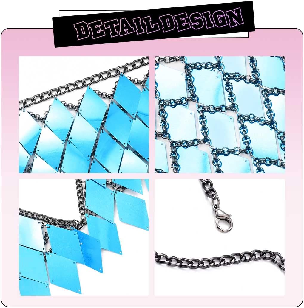 TWINKLEDE Sequin Mermaid Body Chain Top Skirt Sparkly Skirts Bikini Rave Outfits for Women