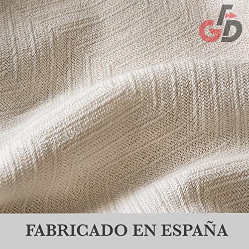 Miniatura 2 de Gfd Textiles - Colcha Multiusos Espiga Beige Blanca 125x180 Cm Manta Sofá Individual, Cubrecama Algodón Protector Sofá Plaid Decorativo Para Cama Pequeña