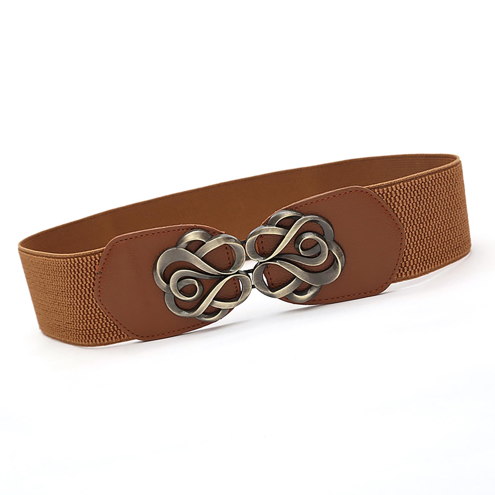 Uqezagpa Elastic Waist Belt Punk Chain for Cowgirl Modern Rose Buckle Waist Chain Wide Belt Fashion