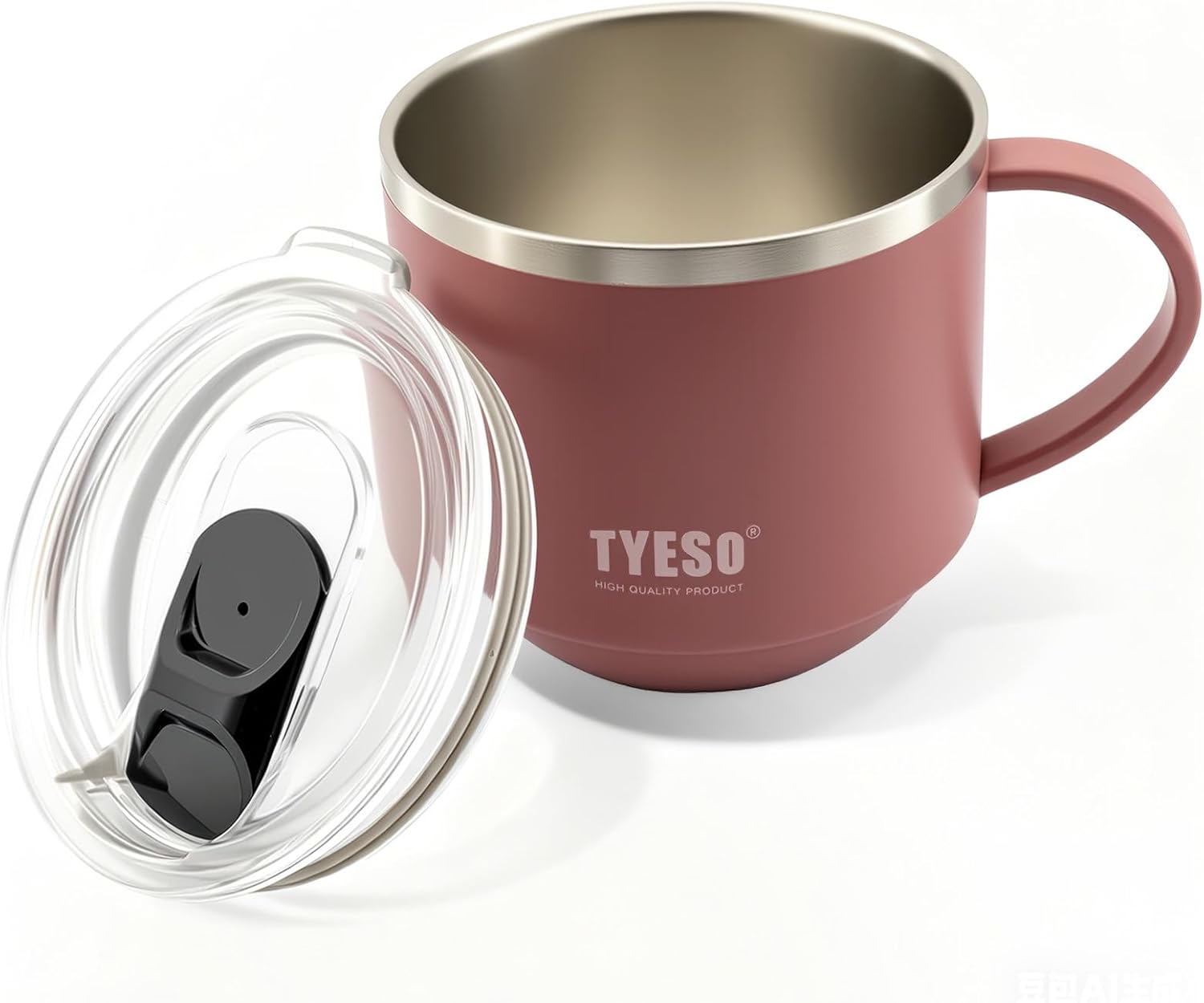 10 Oz Vacuum Insulated Pink Coffee Mug with Handle and Lid – Double Wall Stainless Steel Cup for Hot and Cold Drinks – Spill-Resistant and Dishwasher Safe Tumbler for Home, Office & Travel - Image 6