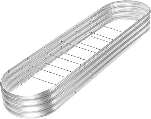 Land Guard Kit de cama de jardín elevado galvanizado de 6.6 × 2.7 × 1 pies, macetas galvanizadas para exteriores, metal grande ovalado para verduras