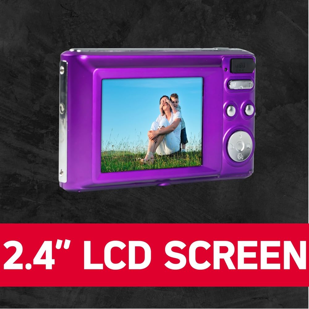 AGFA PHOTO Realishot DC5200 - Kompaktes Digitalkamera, 21MP, 2,4” LCD-Bildschirm, 8x Digitalzoom, HD 720p Video, Lithiumbatterie, SD-Karten, Szenenmodi - Violett