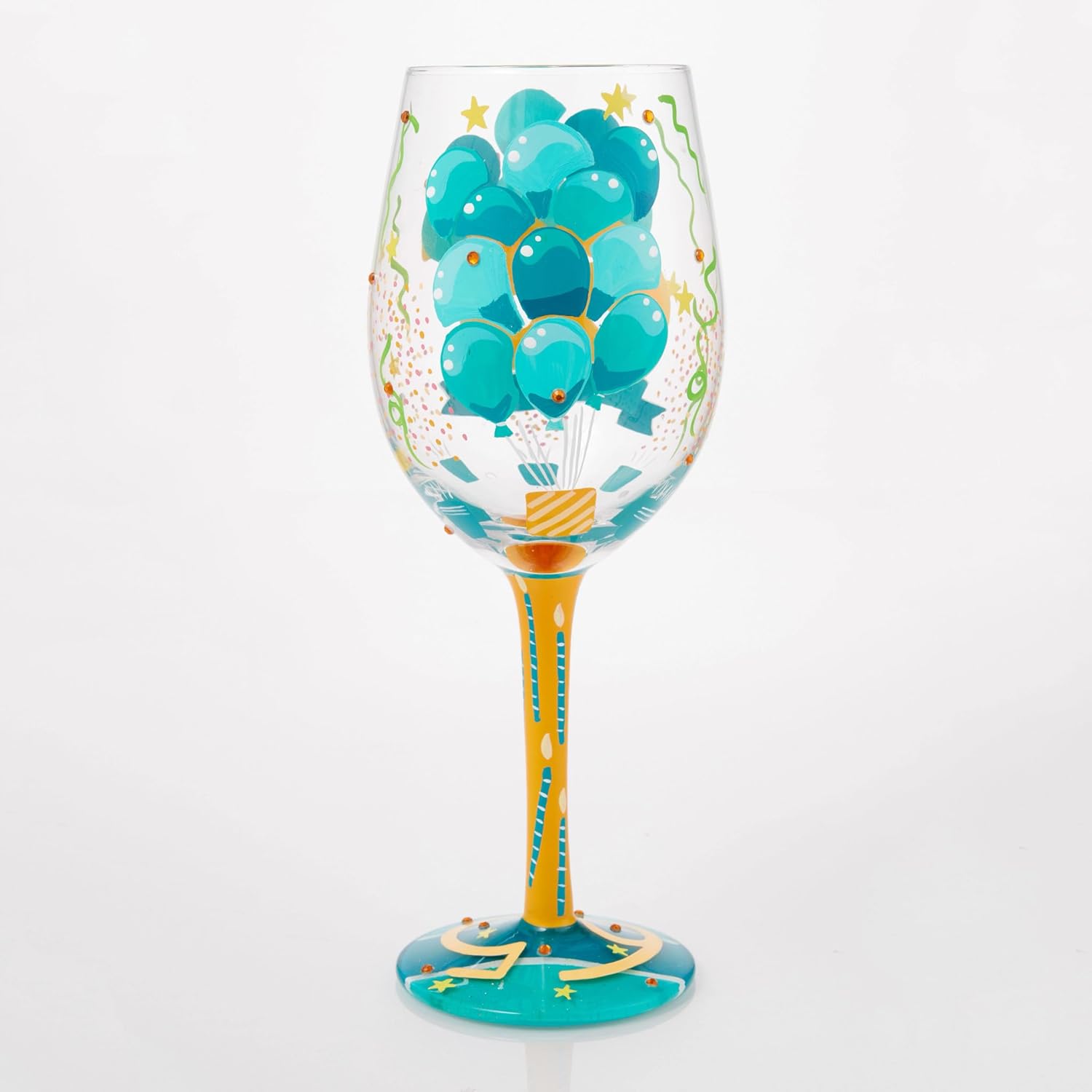 Enesco Lolita Happy 65th Birthday Hand-Painted Artisan Wine Glass, 15 Ounce, Multicolor - Image 4
