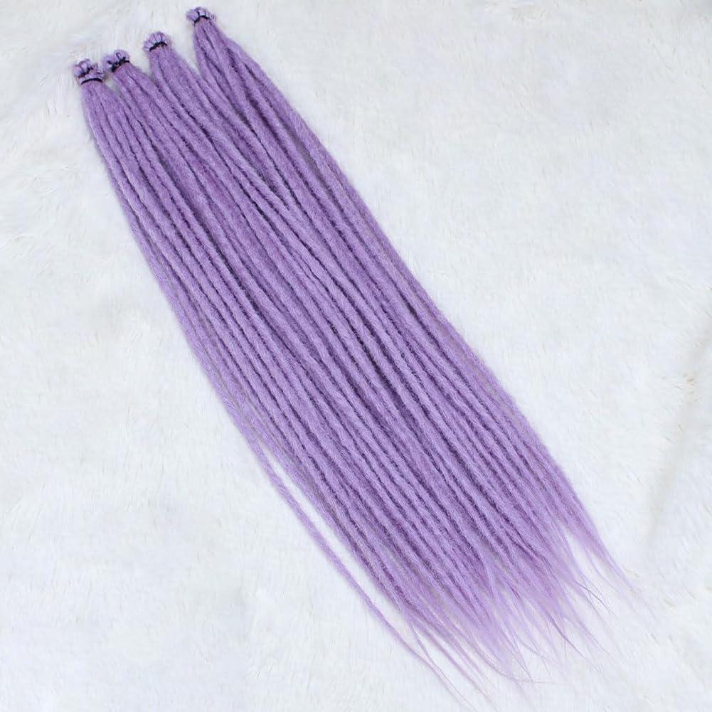 24 Inch 20 Strands Dreadlocks Extensions Handmade Dreadlock Crochet Hair Braids Synthetic 0.6cm Hippie Straight Double Ended Dreads Goddess Locs Crochet Hair for Women (Purple, Single Ended) - Image 2