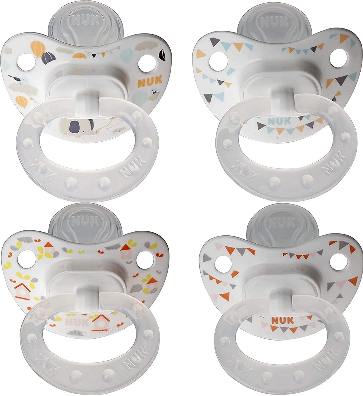 NUK Silicone Puller Pacifier 18-36 Month, 4 Pack, Neutral Trendline,Assorted