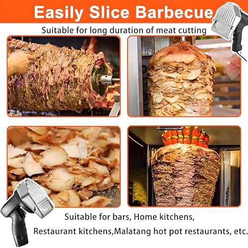 PioMue Handheld Electric Kebab Meat Slicer, Kebab Slicer Cutter Professional Electric Kebab Knife,80W, 2 Blades, for Lamb, Pork and Chicken Wired - Image 8