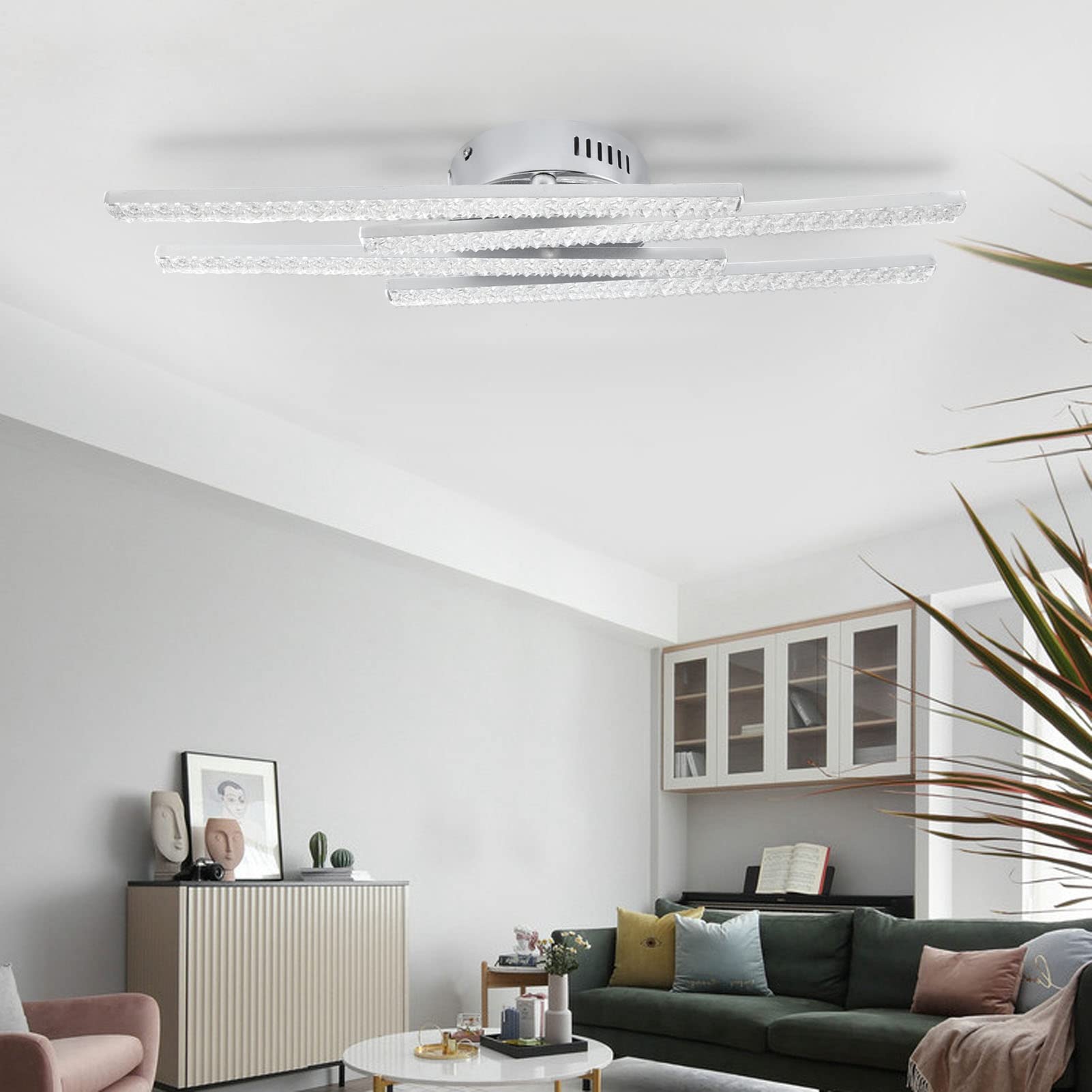 Moderna Lámpara de Techo LED, Diseño de 4 Tiras (Luz cálida)