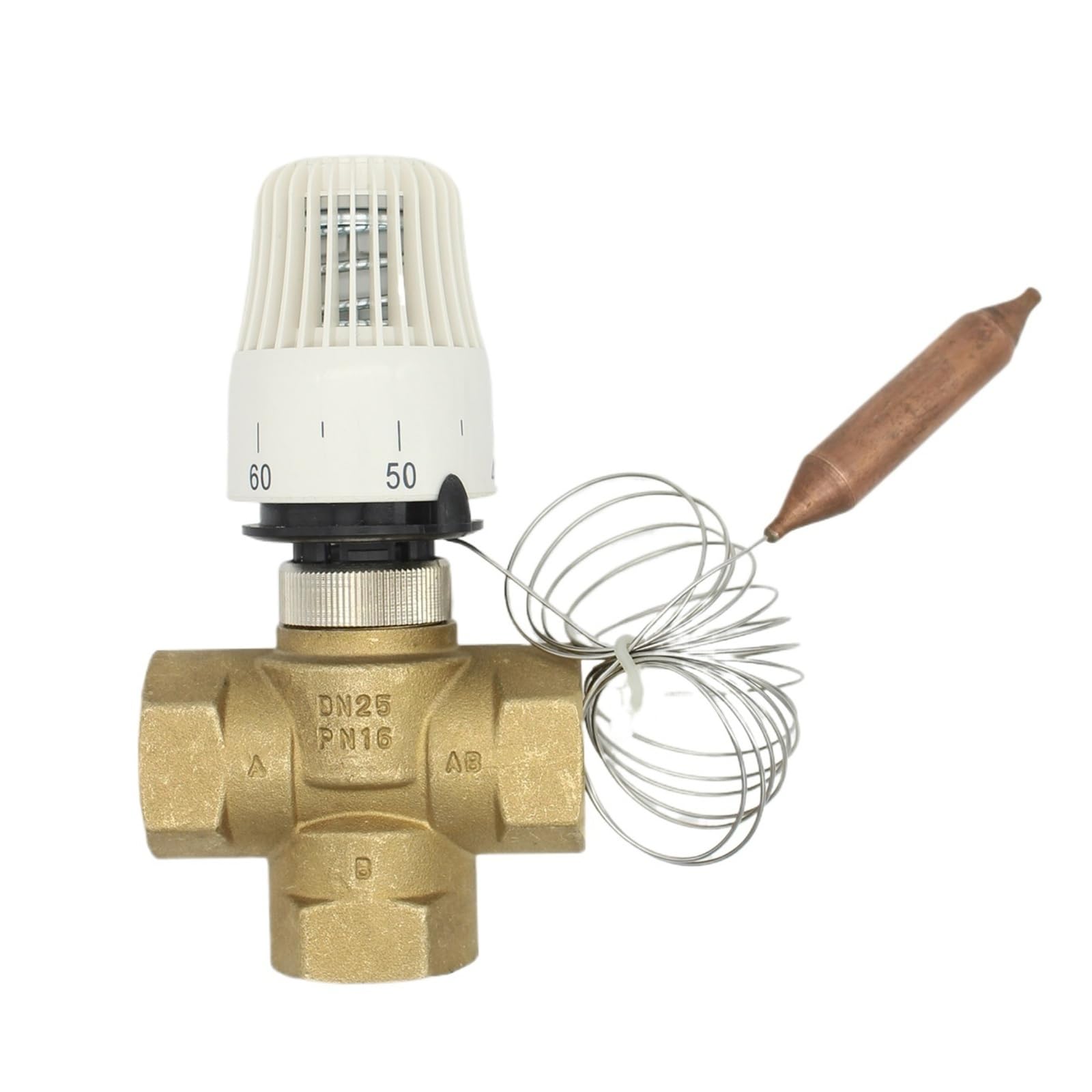 Chauffage au sol : vanne thermostatique M30x1.5 3 voies laiton