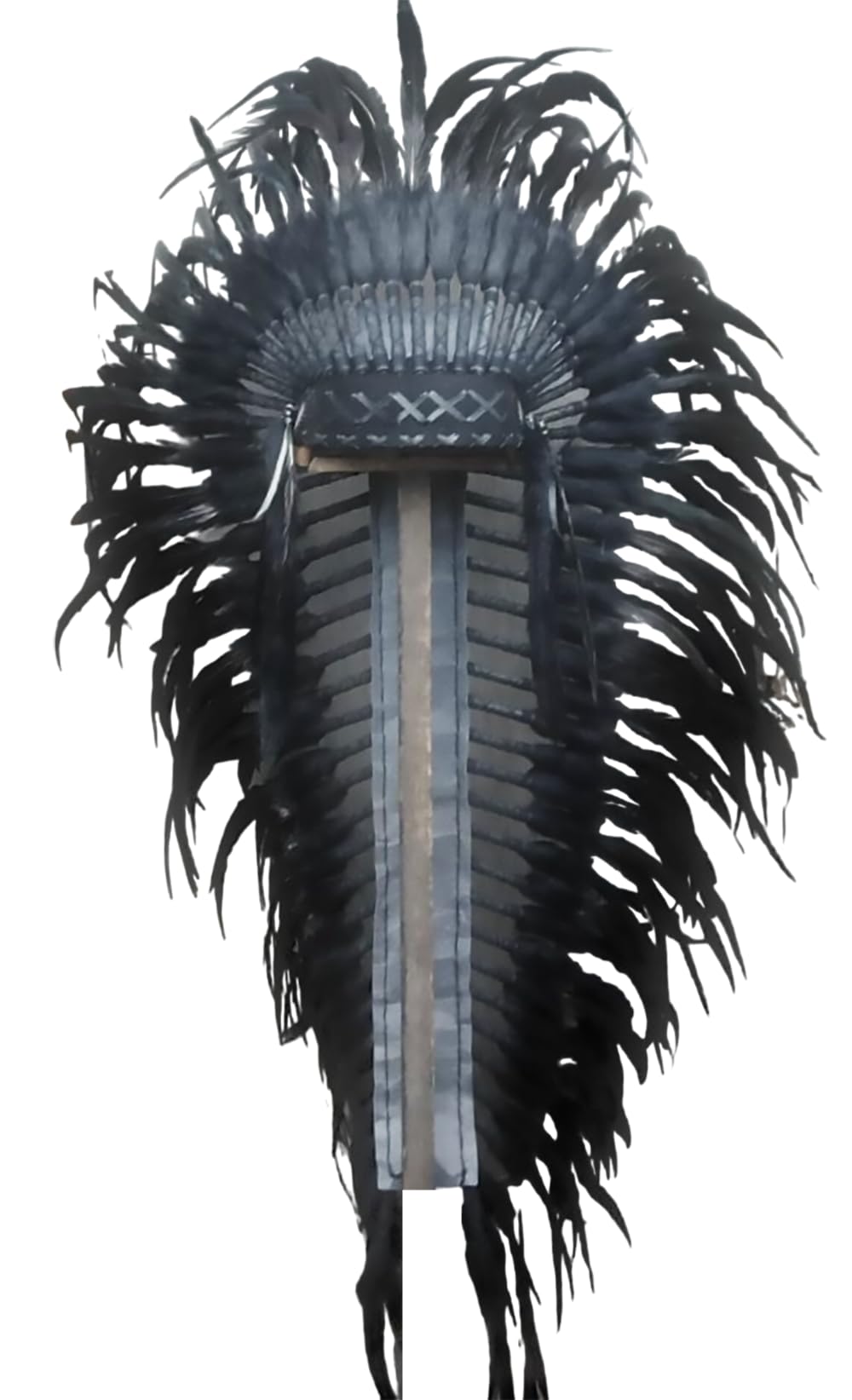 Theworldoffeathers TWF-C33 Extra Large rooster black feather Headdress (43 inch Long)