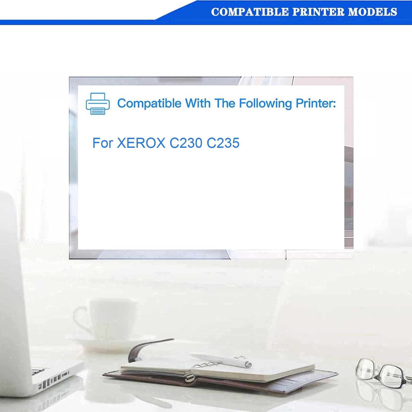Cartuccia toner compatibile C230 di ricambio per toner XEROX C230 C235, funziona con stampanti XEROX C230 C235, alta resa 1500 pagine,C230-BK
