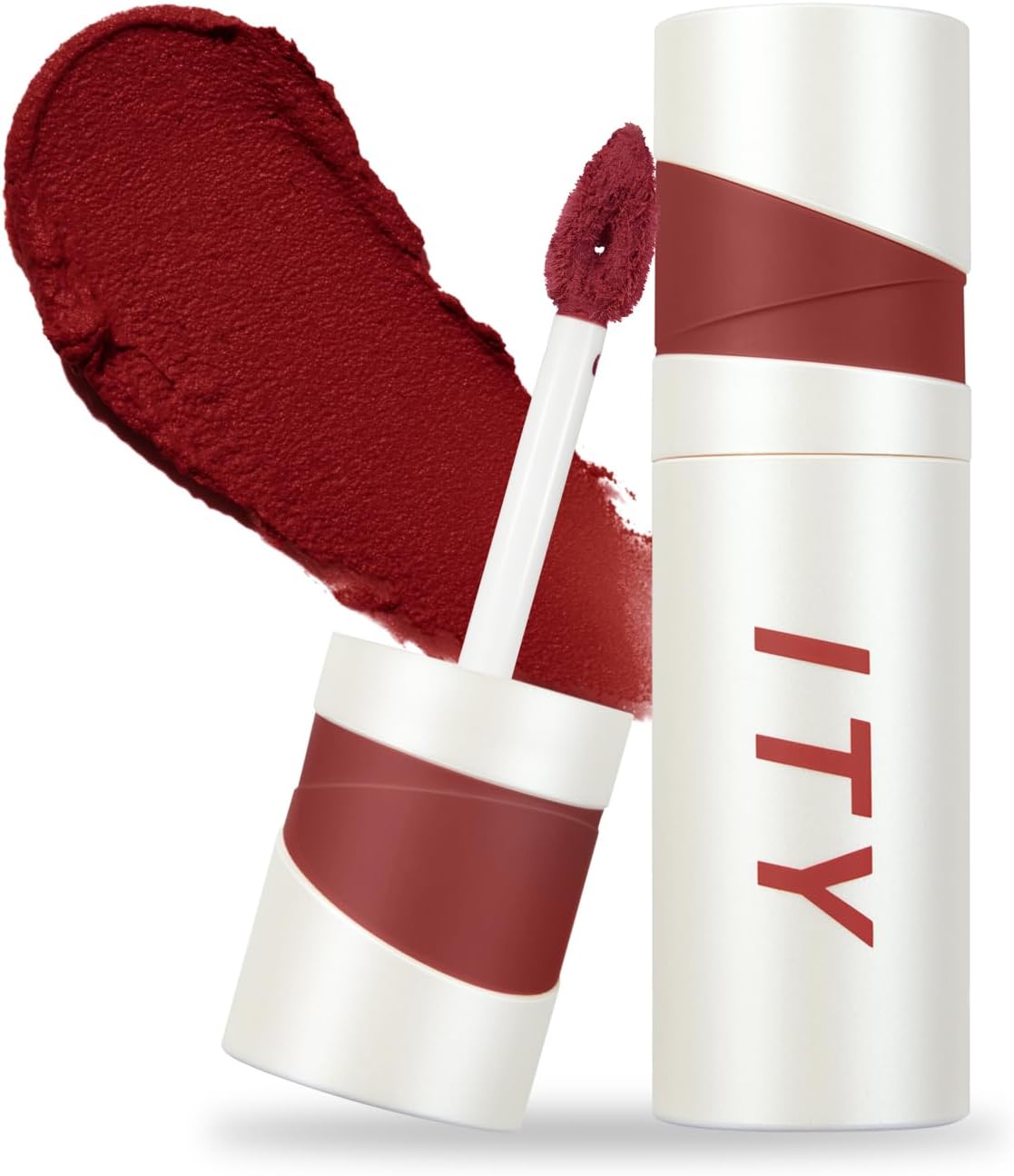 Velvet Matte Finish Lip Stain-Mousse Textured Lip Clay, Red Shade, Conceals Lip Lines, Rich Pigment Lip Tint Lipsticks, 0.14 oz (4g) in Ruby