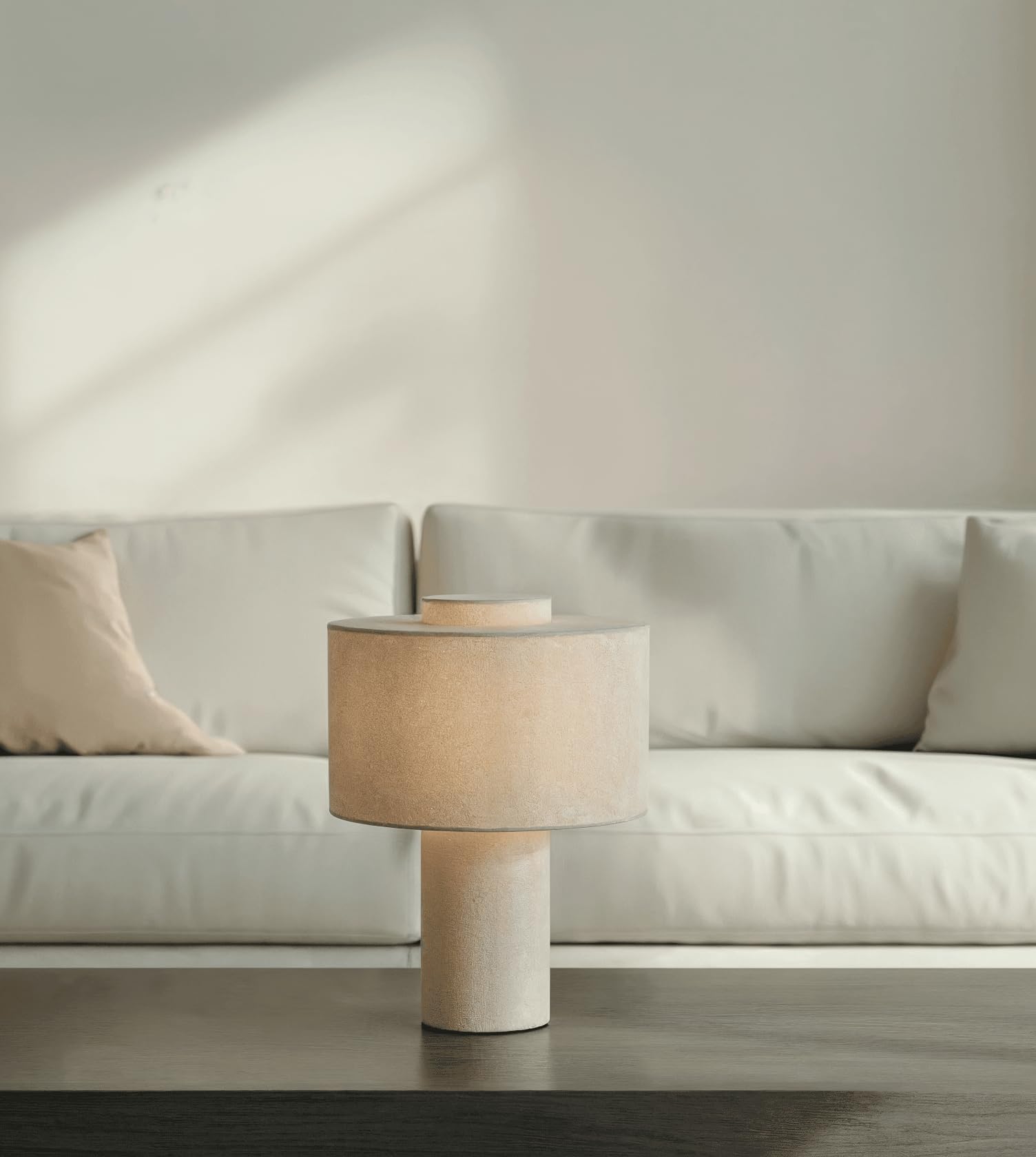NEONA KAYA Tischleuchte Leinen Beige – Minimalistische Tischlampe im Scandi-Stil, E27-Fassung, dimmbar mit dimmbarem Leuchtmittel, SmartHome-fähig, warmweiß 2700K, IP20, 3 Jahre Garantie