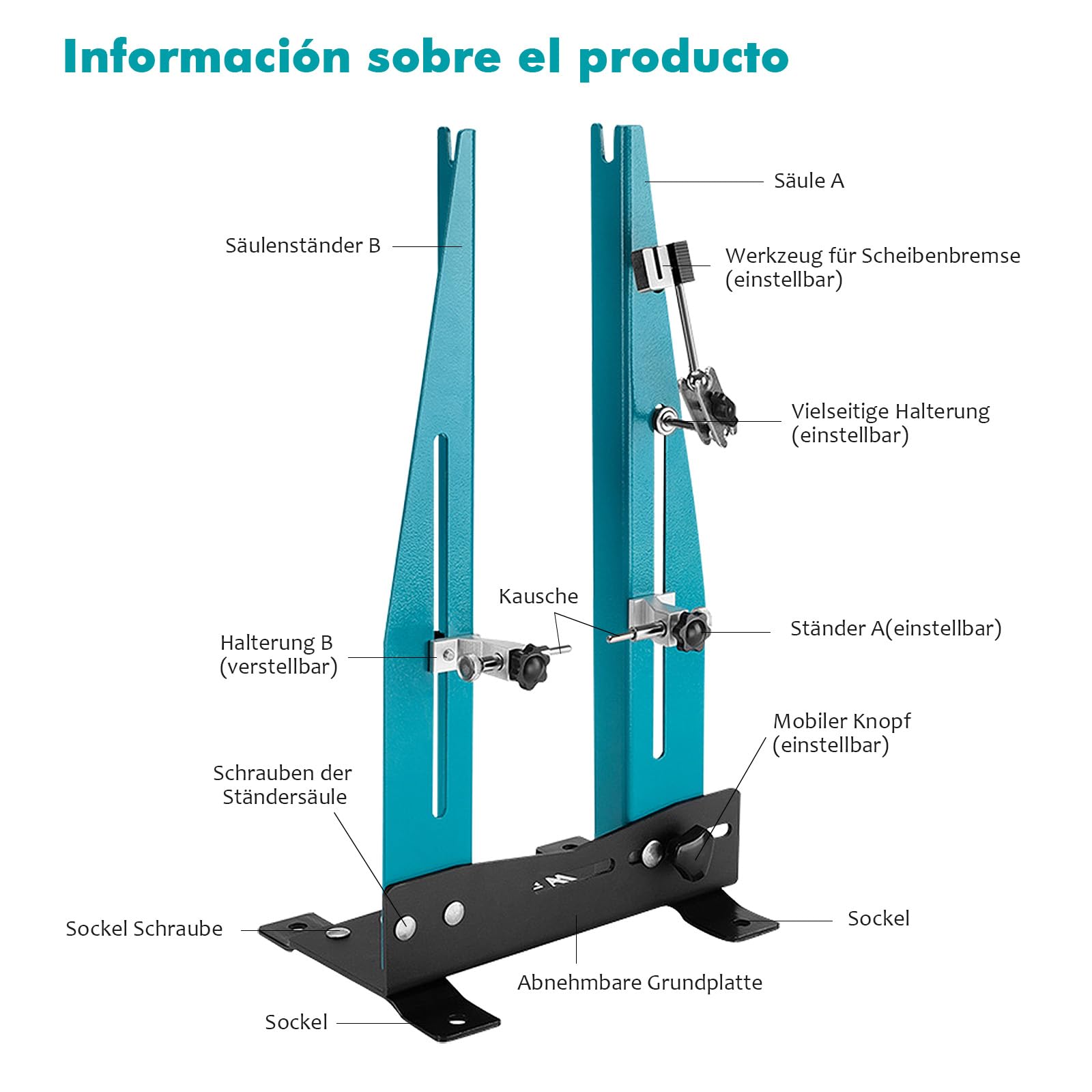 Mimoke Centro de bicicleta para ruedas de 16 a 29 pulgadas con barra adaptadora de eje continua. Adecuado para alineación de llantas y anchos de rueda de 90-150 mm