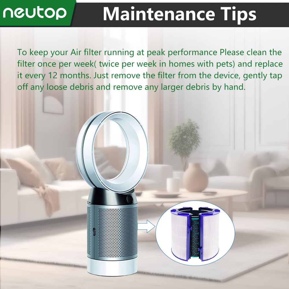 Filtre Purificateur d'Air HEPA en verre à 360 degrés et filtre à charbon actif compatible avec Dyson Pure Cool DP04 HP04 TP04