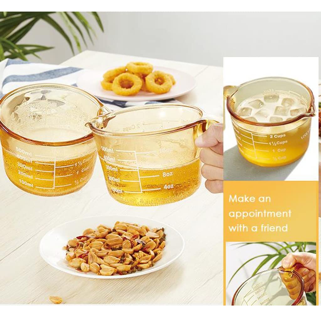 Taza medidora con Escala de Vidrio for el hogar Resistente a Altas temperaturas for Hornear Huevos Batidos Tazas de Leche Tazas de Desayuno