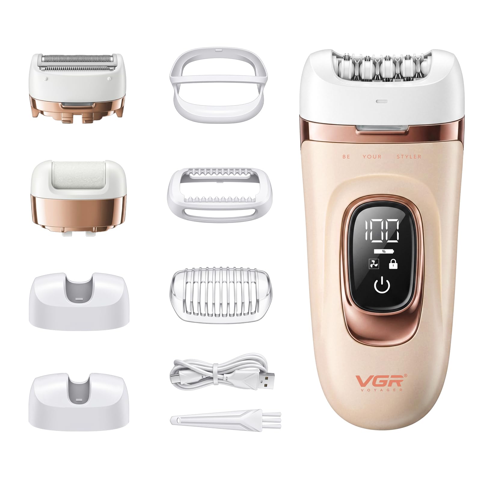 VGR 762 Epilierer Damen, 3 in 1 Kabelloser Intimrasierer Für Frauen, Rosa