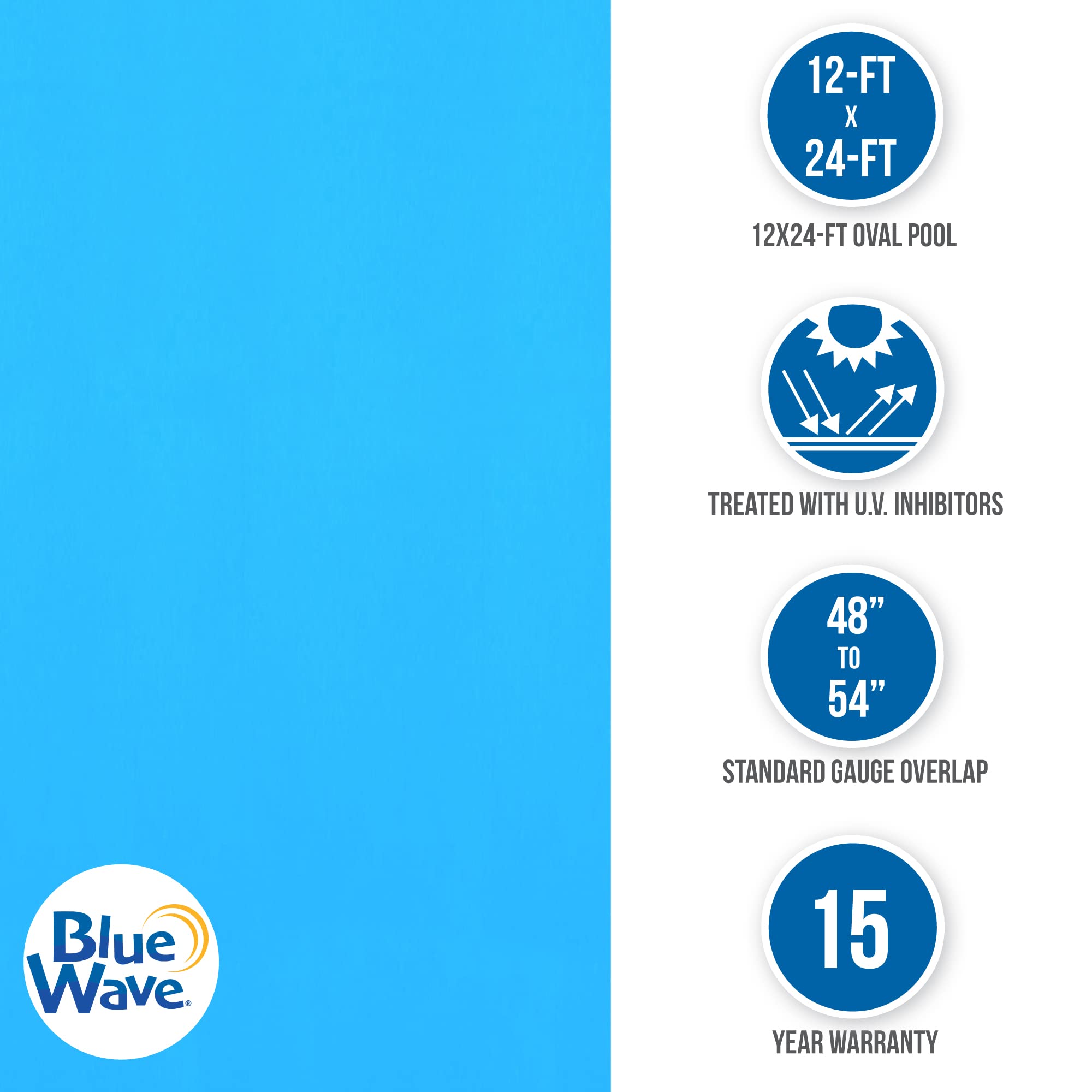Blue Wave NL330-20 Standard Gauge Oval Overlap Steel Wall Swimming Pool Liner, 12-FT X 24-FT