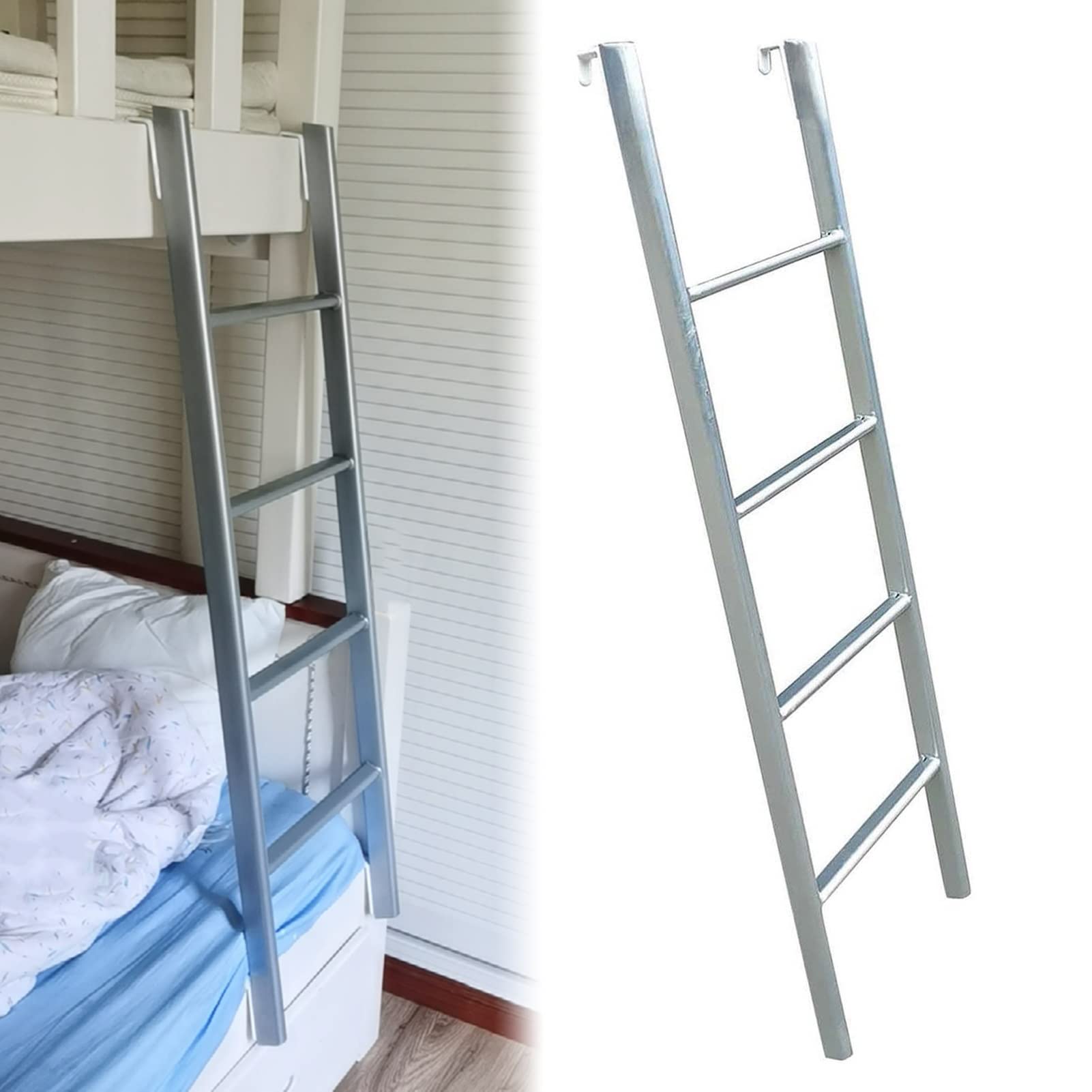 Escalera colgante universal para literas de dormitorio y camas elevadoras en color plata