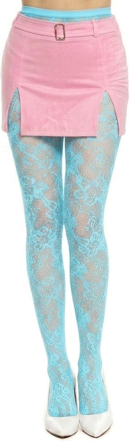 Women's Floral Lace Fishnet Tights High Waisted Patterned Stocking Sexy Soft Stretchy Hosiery for Daily, Party