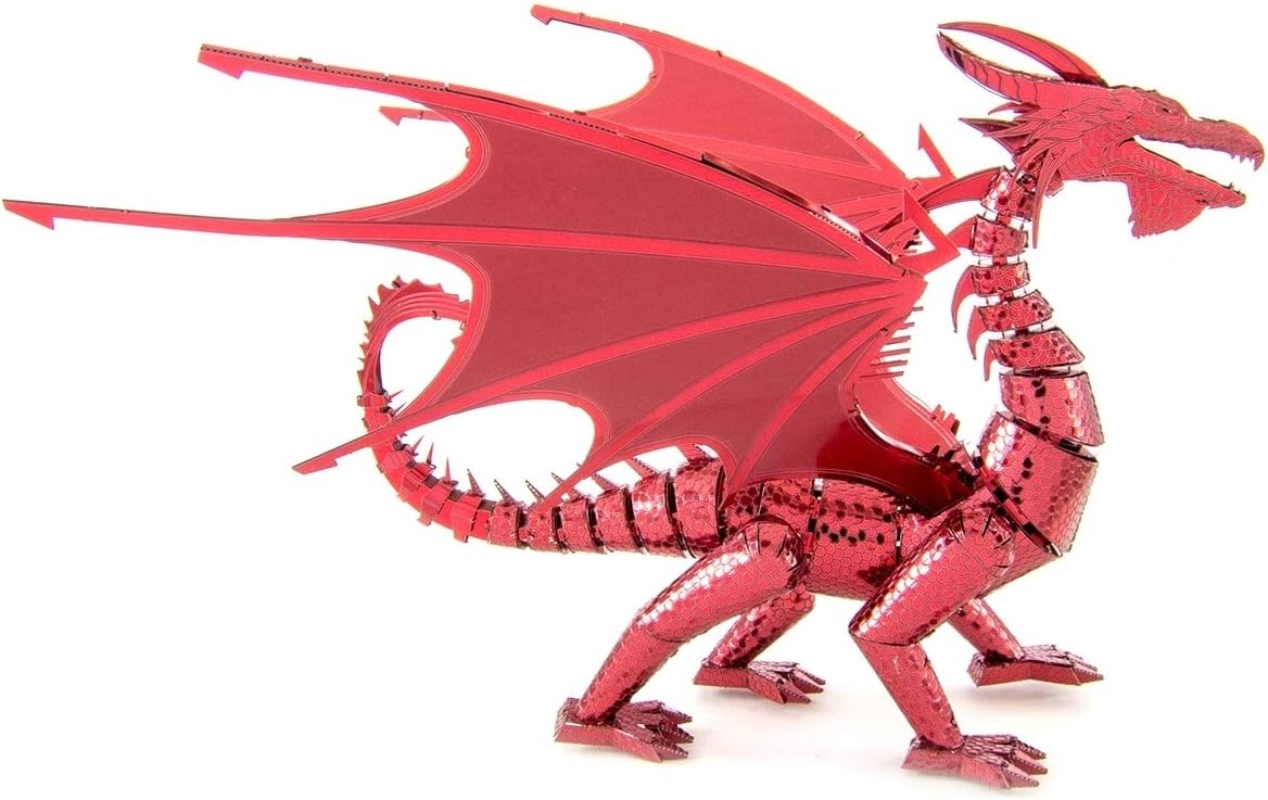 Metal Earth Fascinations Premium Series Red Dragon 3D Metal Model Kit Bundle with Tweezers