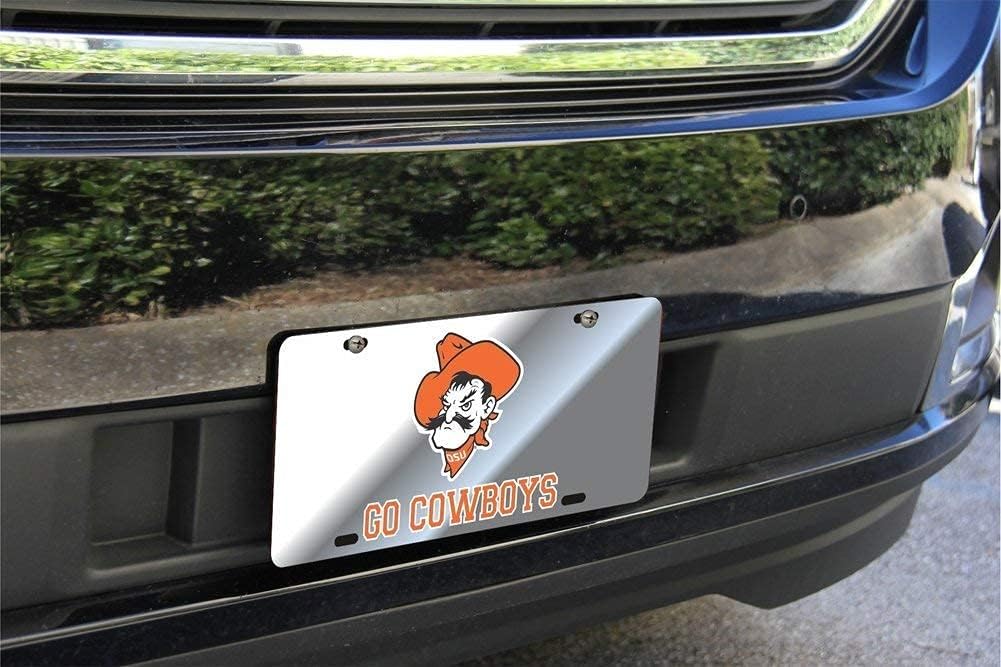 Oklahoma State Cowboys License Plate and Frame Bundle - Silver