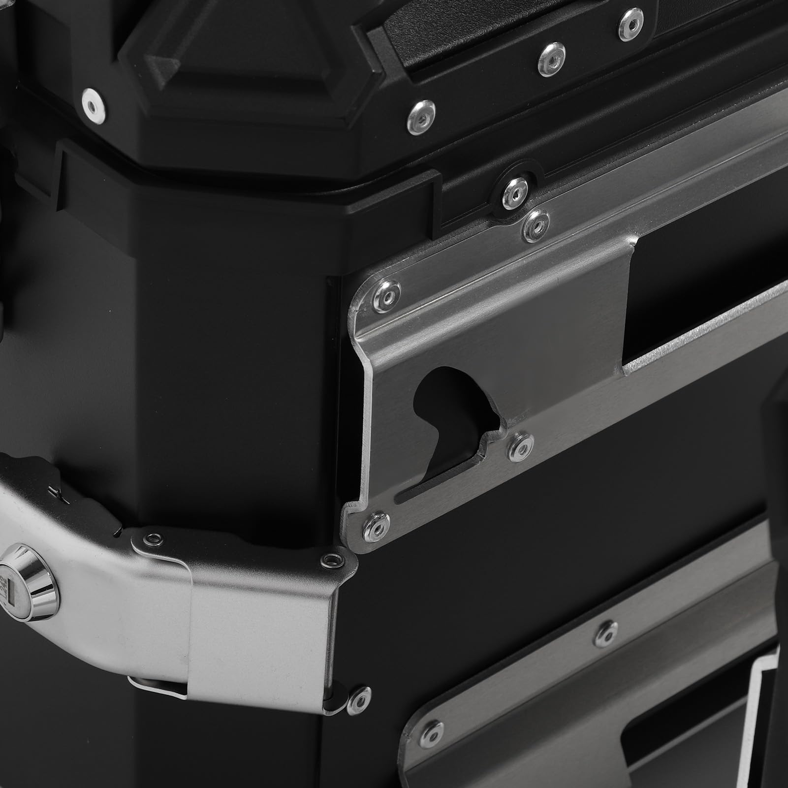 CHICIRIS Bauletto laterale per moto, 28 l, borsa da sella rigida in lega di alluminio con maniglia di blocco di sicurezza, adesivi riflettenti, impermeabile, antifurto (nero)