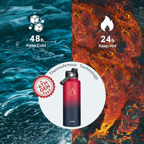 Image of BUZIO Triple Wall Vacuum Water Bottle with Dust-Proof Straw & Spout Lids