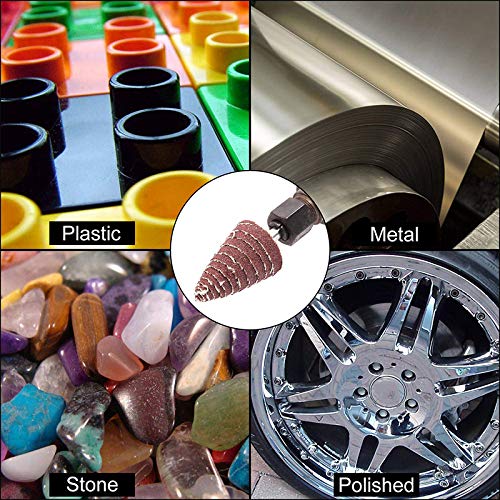 Mixiflor 40Pcs Cone Shape Abrasive Sandpaper 1/4 Inch Shank Flap Wheels, 80/120/180/240/320 Grits Aluminum Oxide For Removing Rust, Deburring, Polishin #TOP7