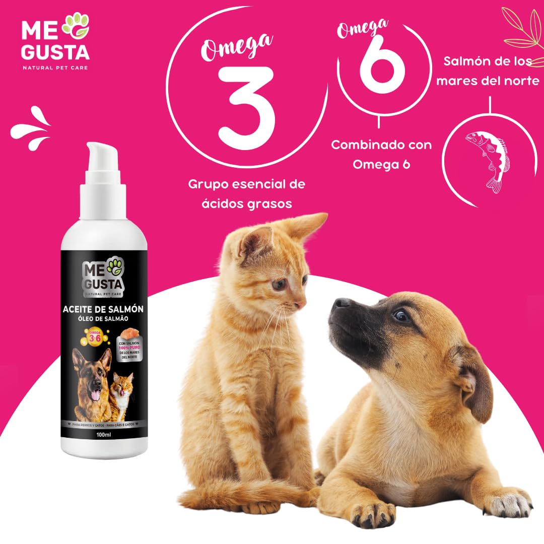 Aceite Salmón Para Perros Y Gatos ME GUSTA 300ml - Omega 3 Y 6 Para Piel Y Articulaciones