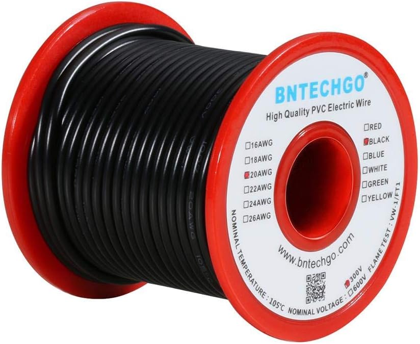 Flash Deals - 50% OFF BNTECHGO 20 Gauge PVC 1007 Electric Wire Red and Black Each 50ft 20 AWG 1007 Hook Up Stranded Wire