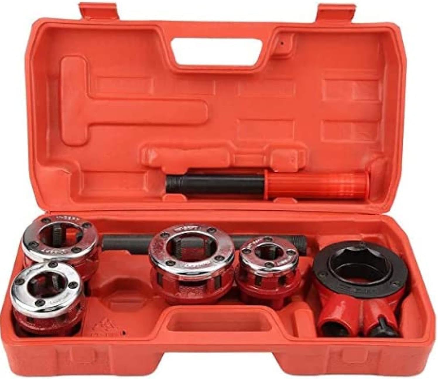 AQSON Pipe Threader, Ratchet Silk Sleeve Machine Die Manual Plumber Pipe Threading Kit 1/2"3/4" 1"1-1/4" Threader Tool(62B type four head)