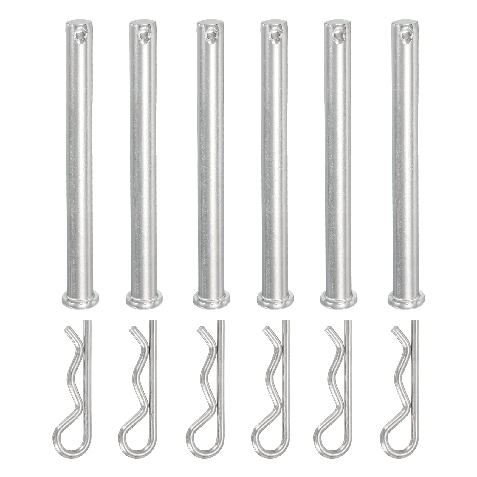 YELARXI 6 Pcs M10x110mm Single Hole Clevis Pin with R Shaped Spring Cotter Pin