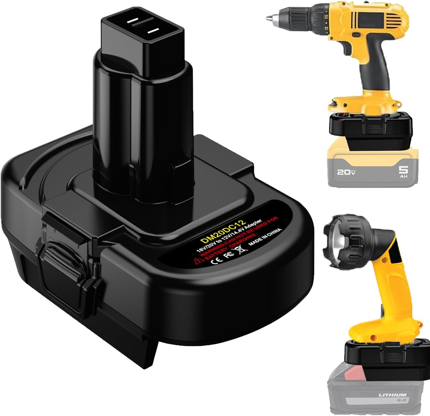 UNIKI Battery Adapter for DeWalt & for Milwaukee to Dewat 12V/14.4V Ni-CD Battery Adapter Use for Dewat 12V/14.4V Ni-CD Cordless Power Tool (Adapter only)