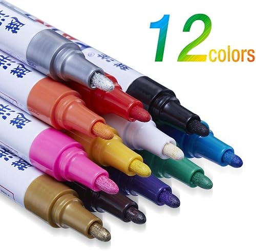 Miniatura 4 de OTRIEK Rotulador de pintura permanente impermeable para neumáticos de coche, 12 unidades, metal de goma