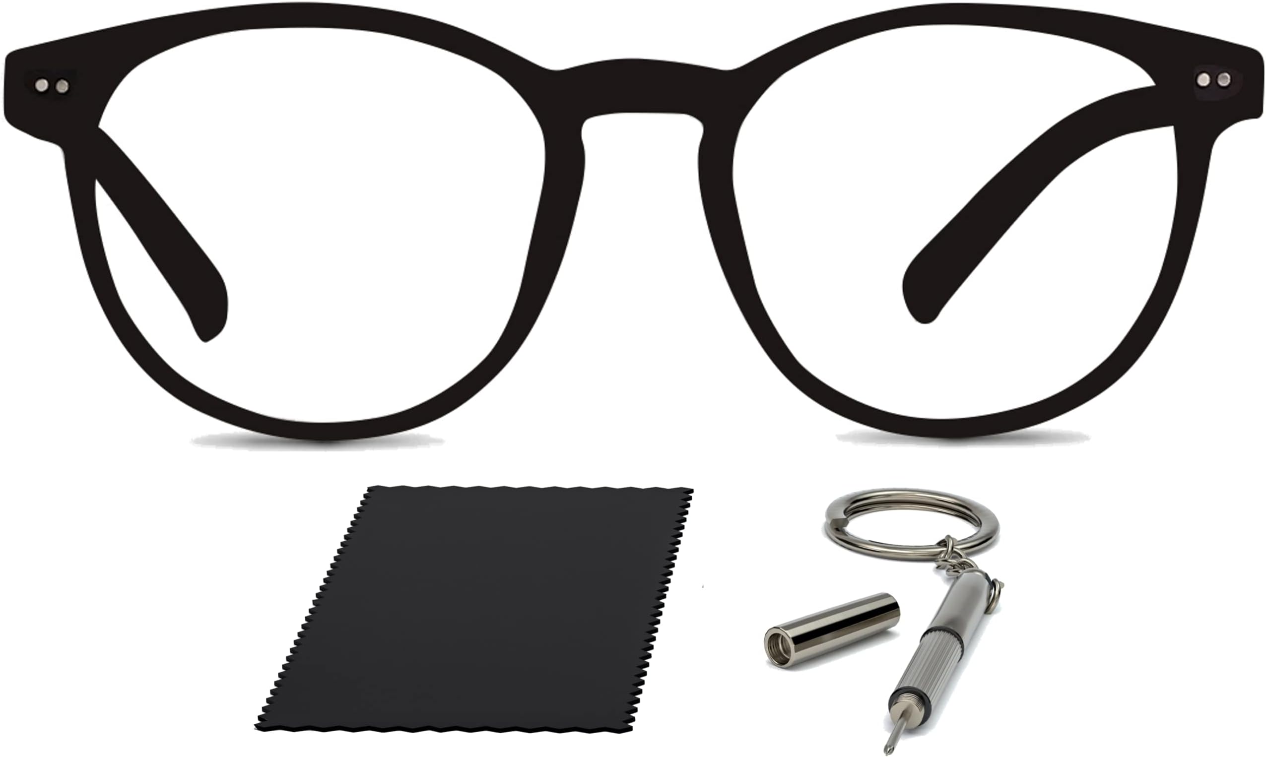 Premium 99.9% Blue Light Blocking Glasses (380-410nm) - Reduce Headaches and Improve Sleep - UK Based Brand (Round Black Frame)