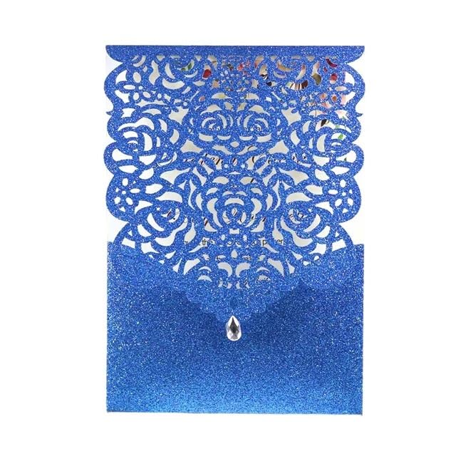 Faire Part De Mariage Lot De 25 Ou 50 Cartes D'invitation Mariage En Papier Pailleté, Carte Vœux Imprimée(Only Blue Cover,50pcs)