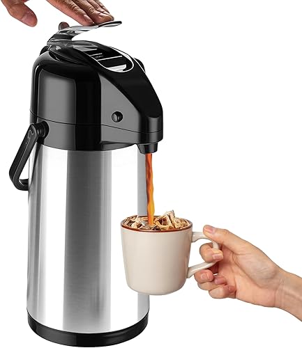 Jarra de café Airpot mejorada con doble bomba, jarra de café de 84 onzas 2.5 L para mantener el calor, dispensador de bebidas para bebidas