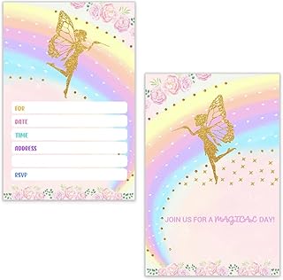 Fairy Invitation, Fairy Birthday, Fairy birthday party, Girl Birthday Invitation, Birthday Invitation（ 20 Set with Envelopes ）